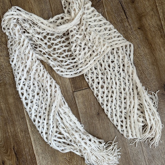 Cream Crochet Knit Scarf - Picture 1 of 2